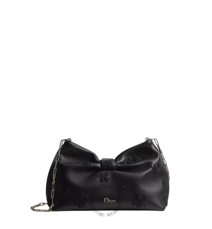 Túi Xách Small Dior Bow Bag Black Dior Clover Embroidered Lambskin M0715OUJA_M911 AMXM330
