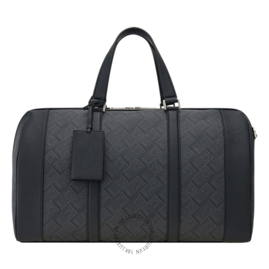 Túi xách trống Salvatore Ferragamo monogram duffle bag bicolor black/grey 241649780847 PUCH081