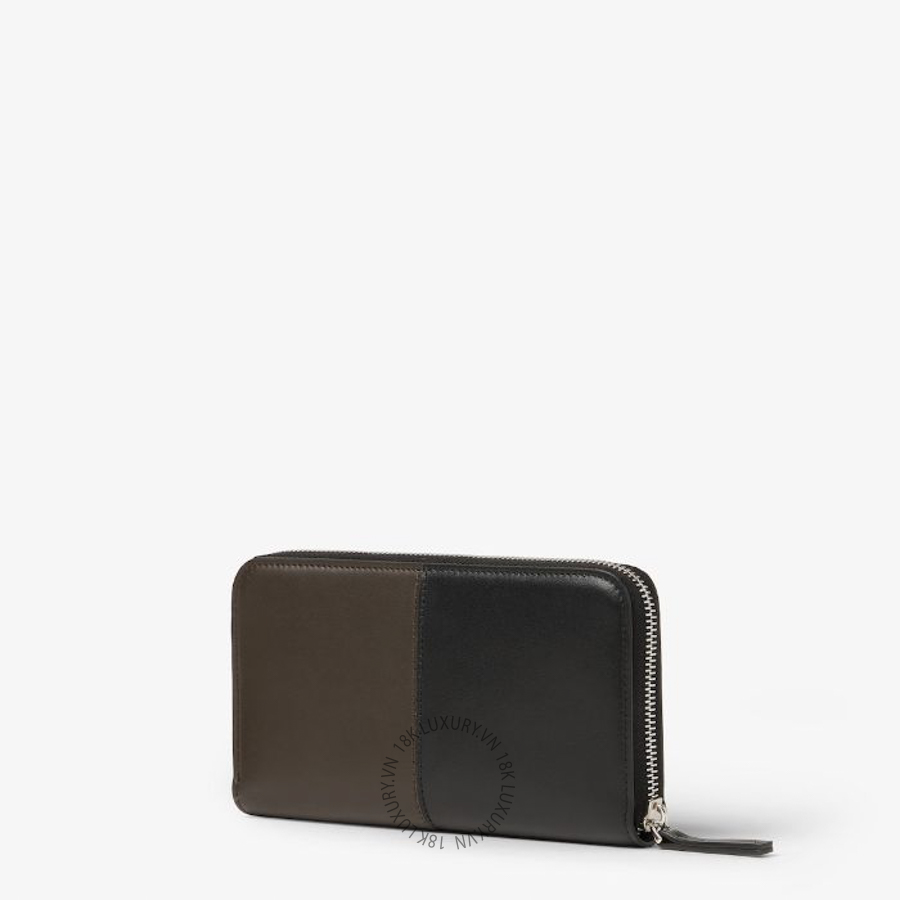 Ví Dài Fendi FF Double Zip Around Black and ebony two-tone leather wallet 7M0210B12XF1MYJ FND271