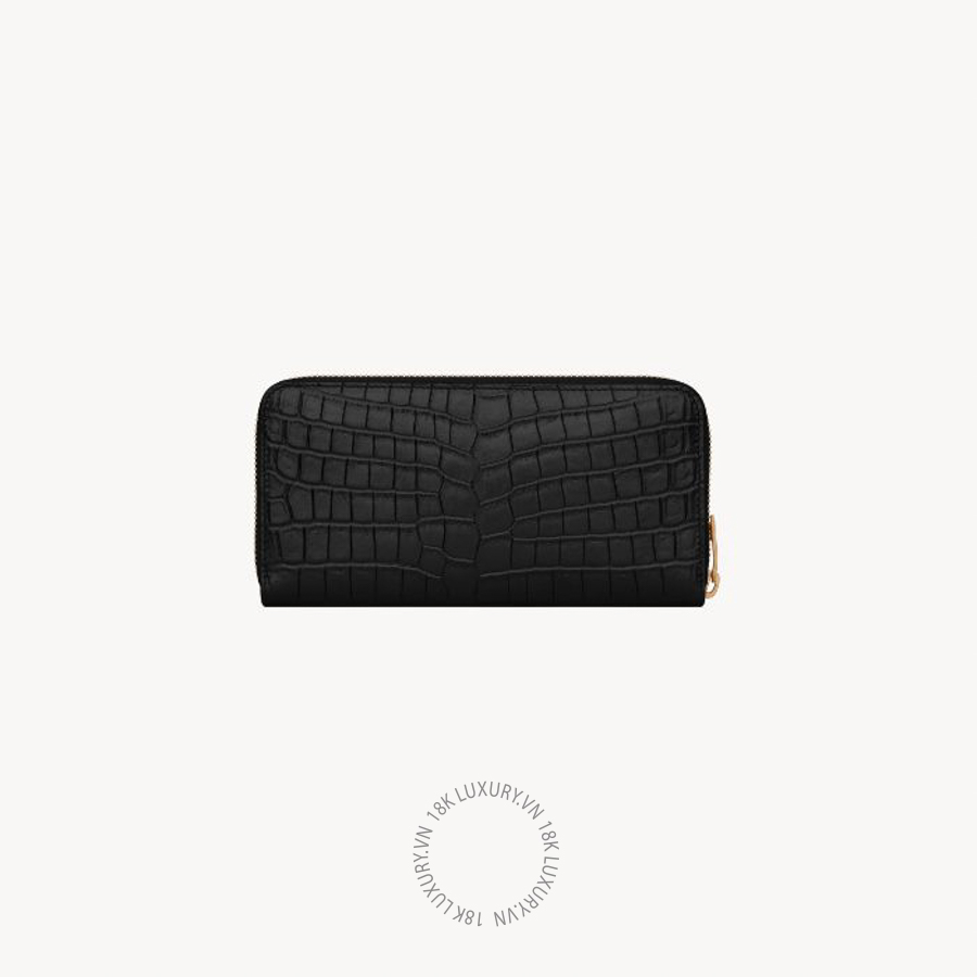 Ví dài YSL TINY CASSANDRE zip-around wallet in crocodile-embossed matte leather 864306DZEDW1000 VKI145