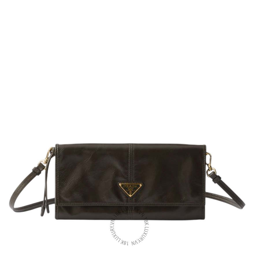 Ví Đeo Chéo Prada Leather wallet with shoulder strap in Forest Color 1MT036_2CYR_F05VI PRV004