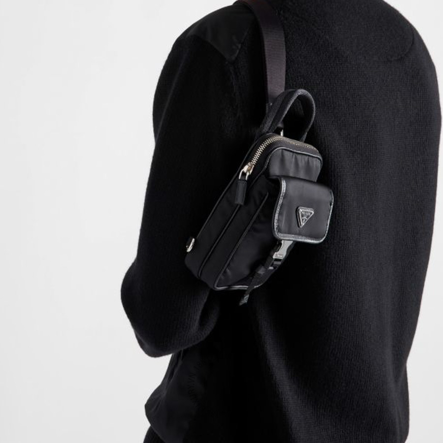 Ví đeo chéo Prada Re-Nylon and Saffiano leather smartphone case 2ZH194_2DMH_F0002 NVPR086