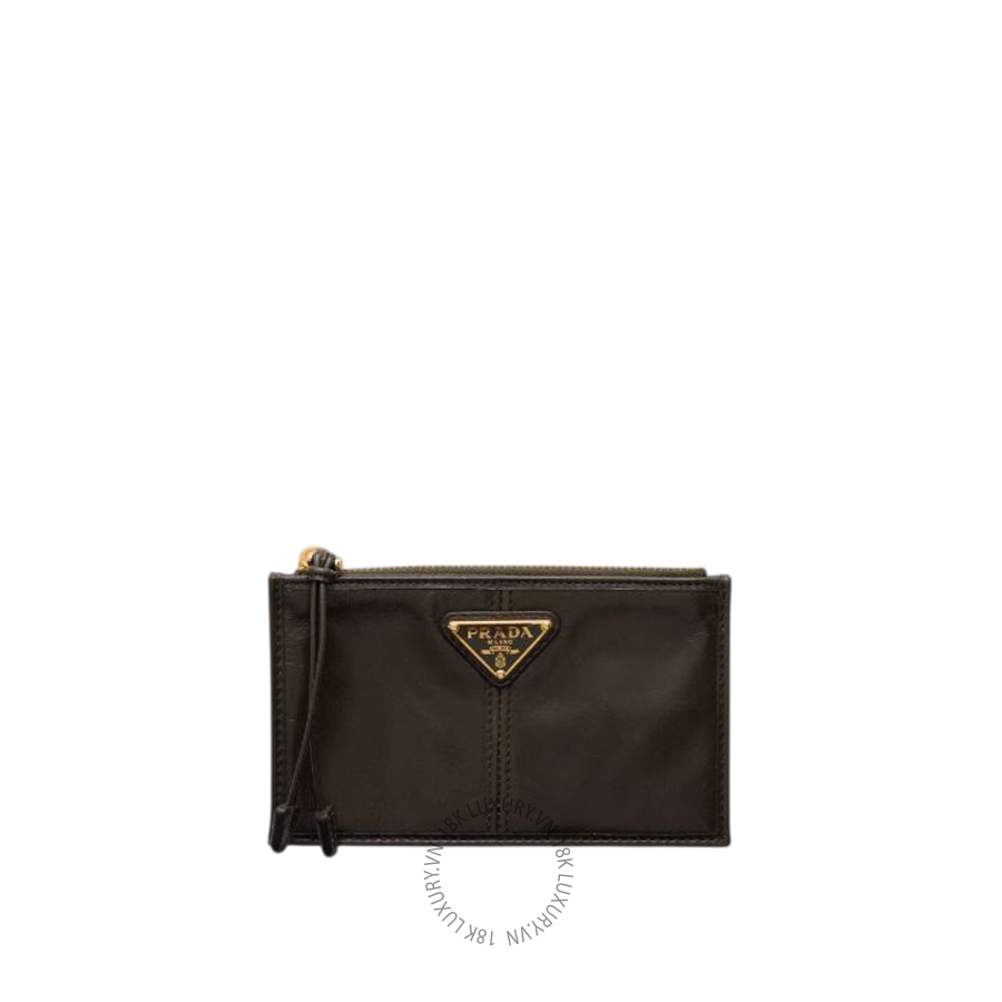 Ví Đựng Thẻ Prada Leather card holder with zipper in Forest Color 1MC086_2CYR_F05VI PRV095