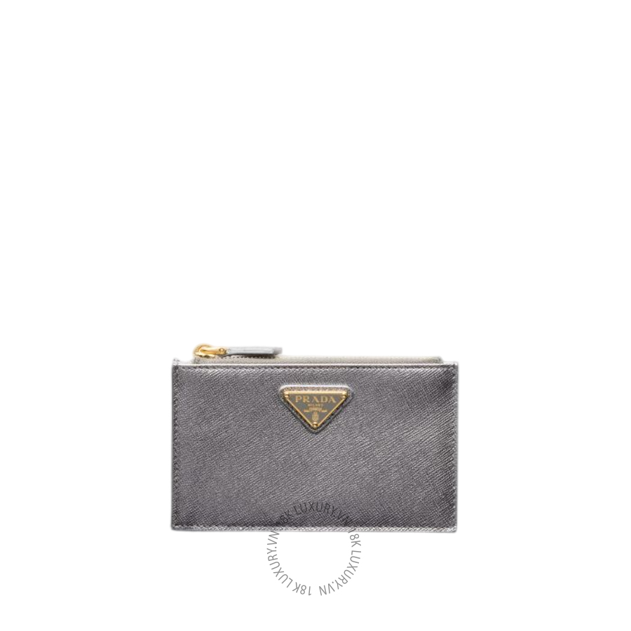 Ví Đựng Thẻ Prada Saffiano leather card holder in Chrome 1MC086_QHH_F0135 PRV077