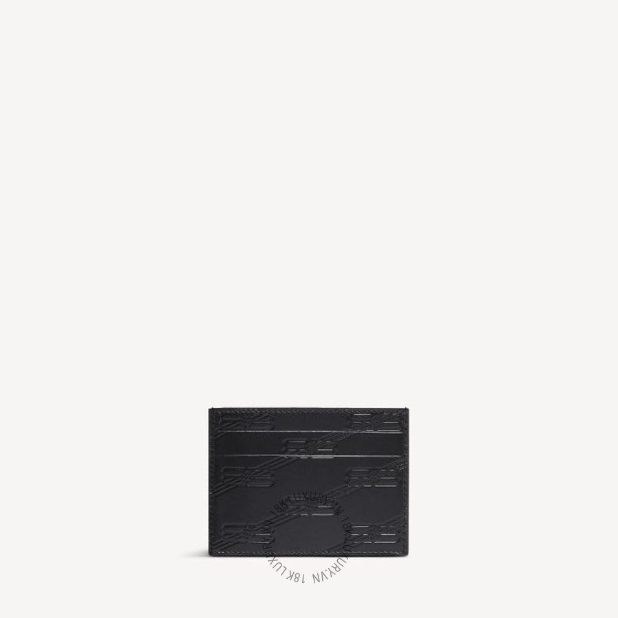 Ví Ngắn Balenciaga Men's Embossed Monogram Card Case Box in Black 717763210JS1000 BCA425