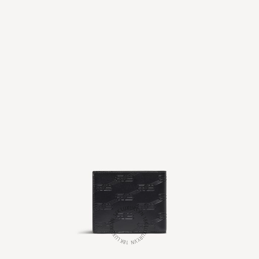 Ví Ngắn Balenciaga Men's Embossed Monogram Square Folded Wallet Box in Black 721940210JS1000 BCA424