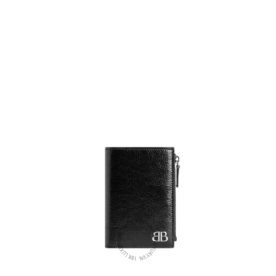 Ví Ngắn Balenciaga Men's Monaco Vertical Folded Card Holder in Black 8430752AAS61000 BCA365