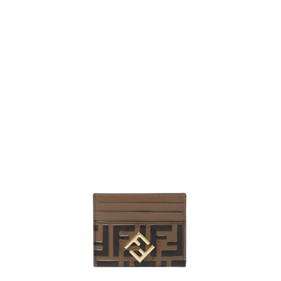 Ví Ngắn Fendi FF Diamonds Card Case Brown and black FF leather flat card holder 8M0445ADYMF13VK FND378
