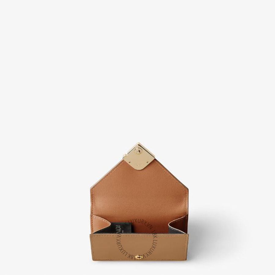 Ví Ngắn Fendi FF Diamonds Micro Trifold Sellier brown leather wallet 8M0559ALV4F1URW FND357