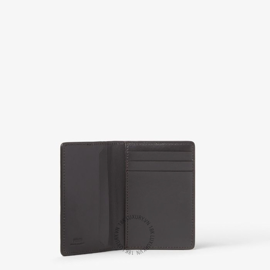 Ví Ngắn Fendi FF Double Card Holder Black and ebony two-tone full-grain leather card holder 7M0349B12XF1MYJ FND306