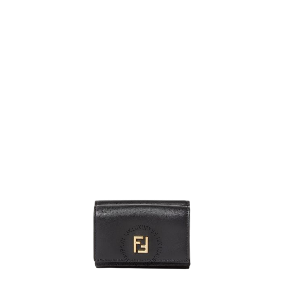 Ví Ngắn Fendi FF Mini Trifold Black leather wallet 8M0584B08EF0QA1 FND353
