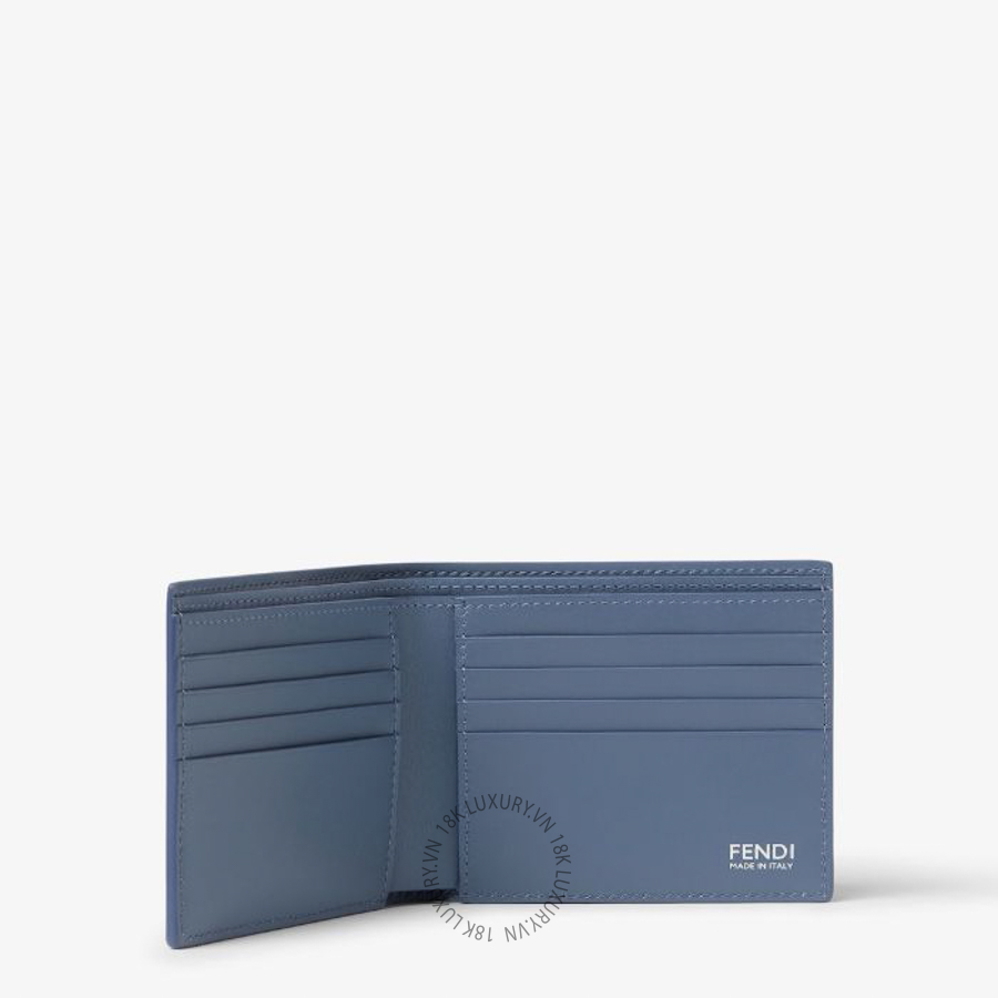 Ví Ngắn Fendi FF Wallet Light indigo full-grain leather bi-fold wallet 7M0169B089F1XA4 FND295