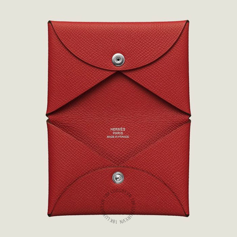 Ví Ngắn Hermes Calvi card holder Rouge Casaque H044164CKQ5 MHM148