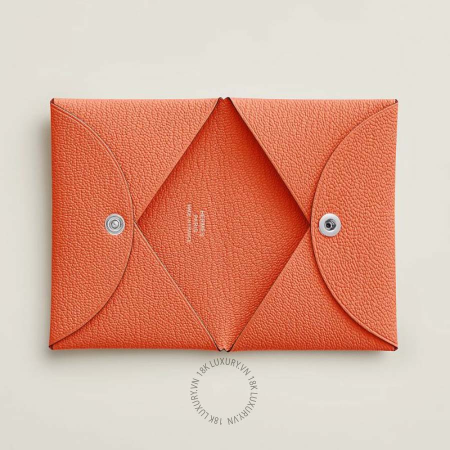 Ví Ngắn Hermes Calvi card holder Tangerine H044166CK5K MHM150