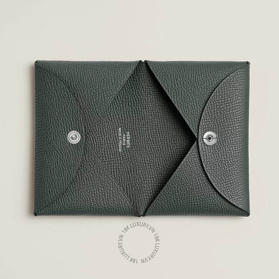 Ví Ngắn Hermes Calvi card holder Vert Mangrove H044164CKQ0 MHM147