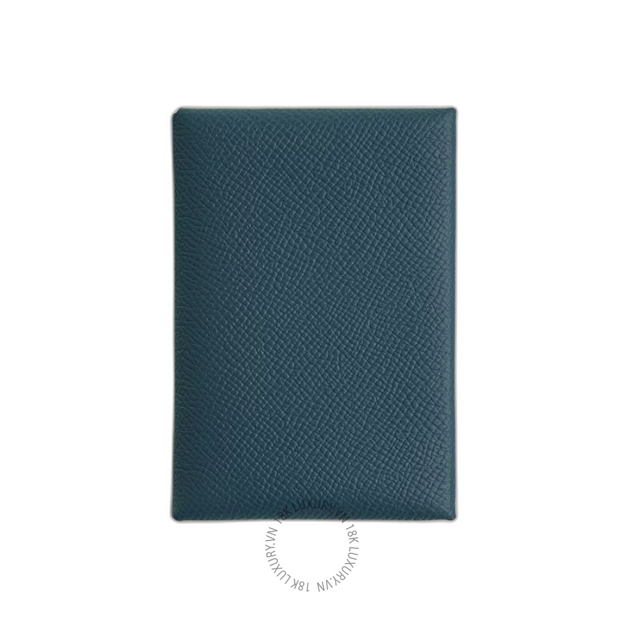 Ví Ngắn Hermes Calvi Duo Compact card holder Bleu De Prusse H083035CK7P MHM170