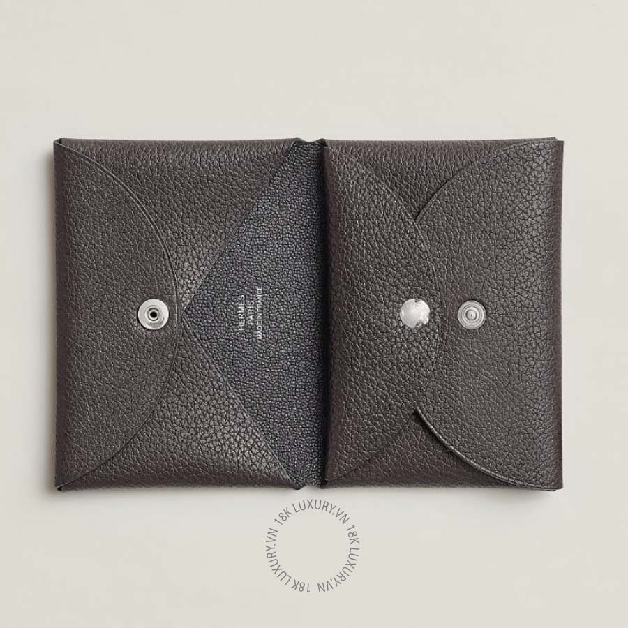 Ví Ngắn Hermes Calvi Duo Compact card holder Ébène H084692CK46 MHM183