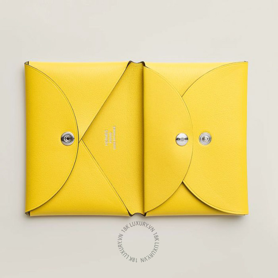 Ví Ngắn Hermes Calvi Duo Compact Card holder Jaune De Naples H088453CK9O MHM198
