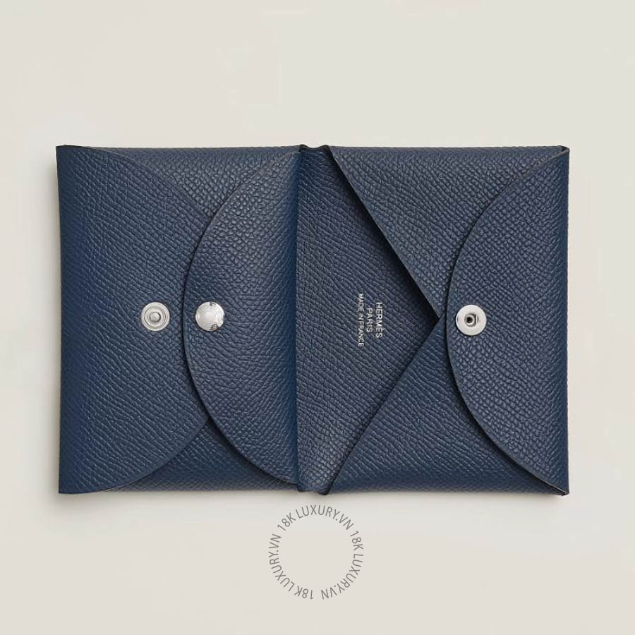 Ví Ngắn Hermes Calvi Duo Compact card holder Navy H083035CK7U MHM171
