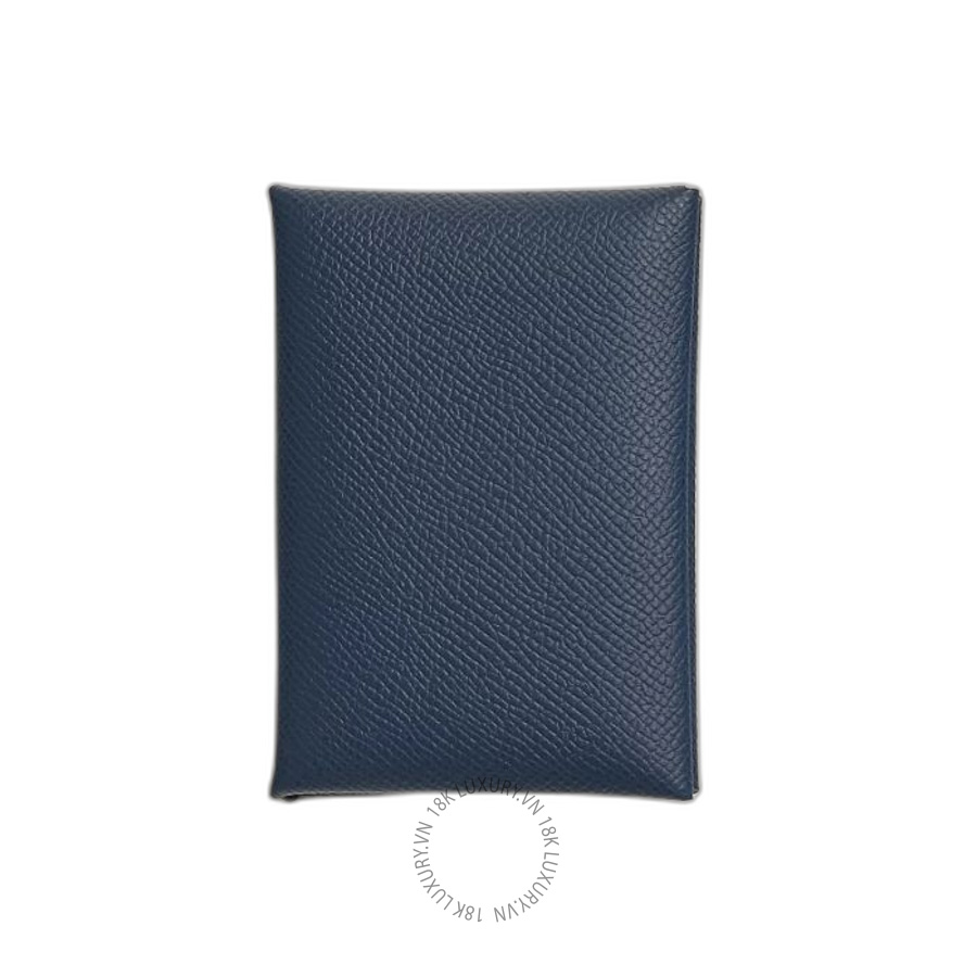 Ví Ngắn Hermes Calvi Duo Compact card holder Navy H083035CK7U MHM171