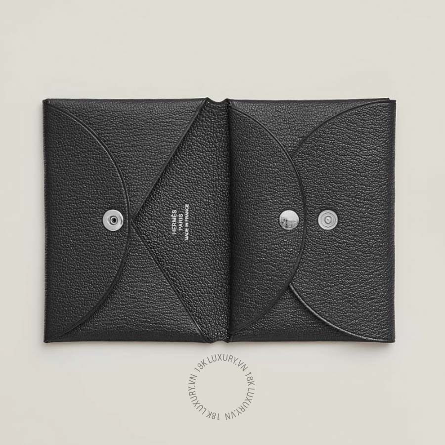 Ví Ngắn Hermes Calvi Duo Compact card holder Noir H082977CK89 MHM178