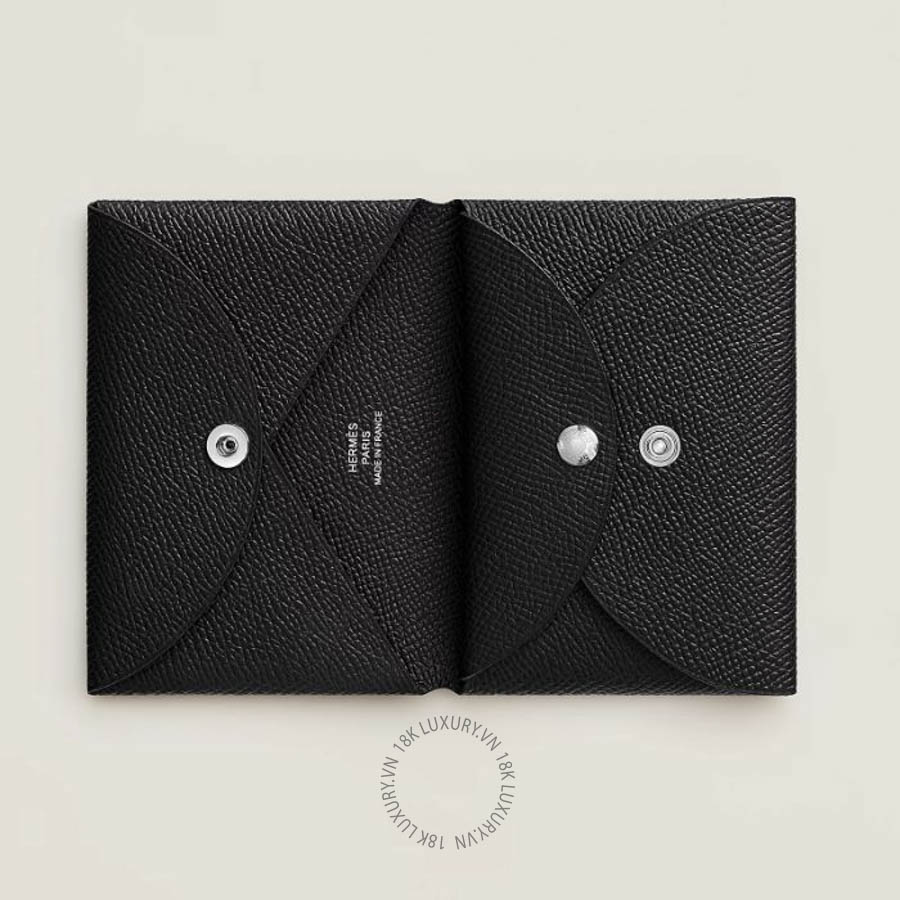 Ví Ngắn Hermes Calvi Duo Compact card holder Noir H083035CK89 MHM173