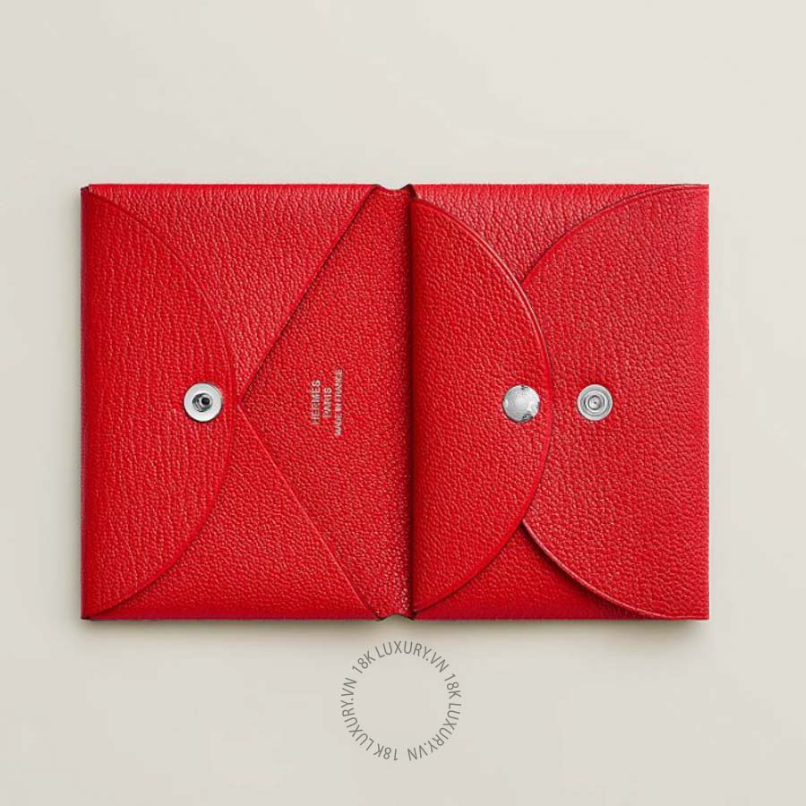 Ví Ngắn Hermes Calvi Duo Compact card holder Rouge De Cœur H082977CKS3 MHM180