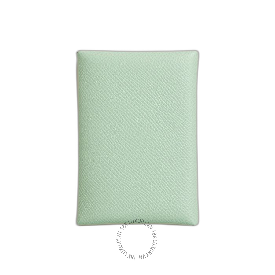 Ví Ngắn Hermes Calvi Duo Compact card holder Vert D'eau H083035CK6U MHM168