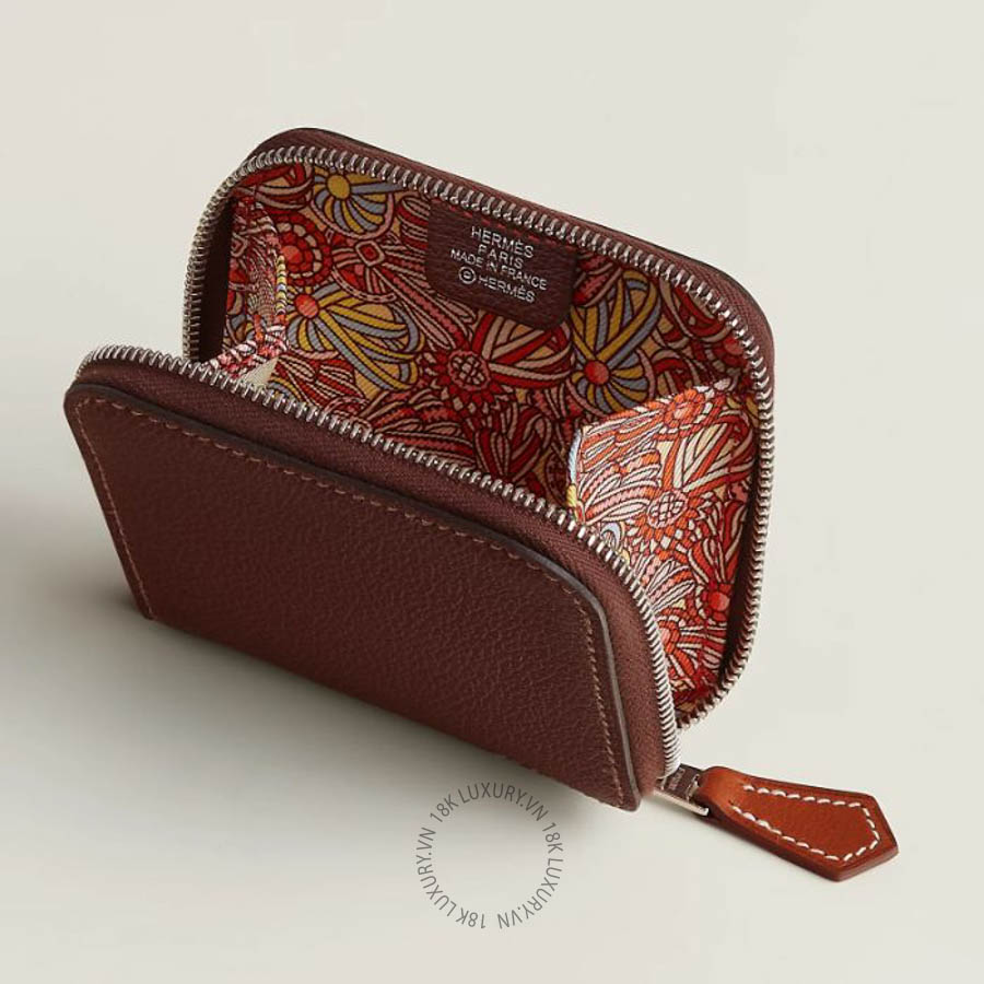 Ví Ngắn Hermes Silk'In change purse Terre / Paille / Orange H087545CKAB MHM191