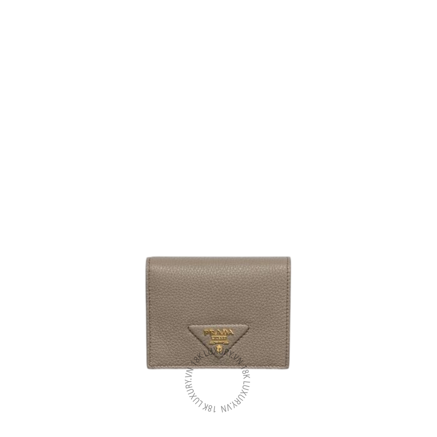 Ví Ngắn Prada Small leather wallet in Clay Grey 1MV204_2BBE_F0JDS PRV144
