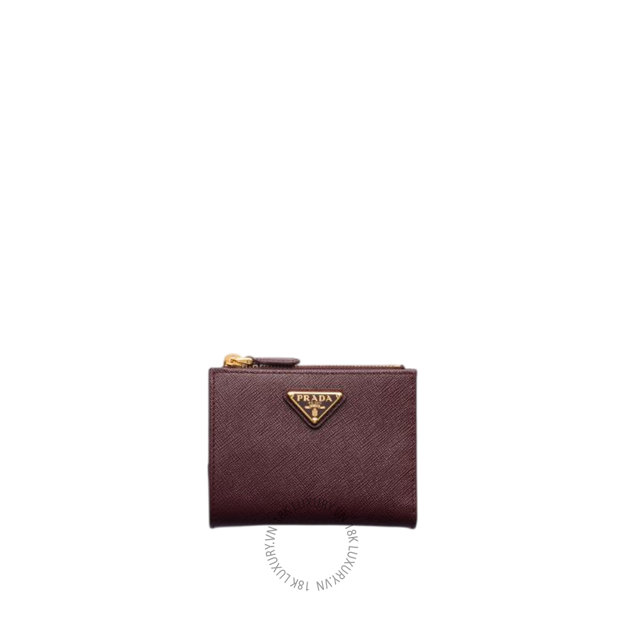 Ví Ngắn Prada Small Saffiano leather wallet in burgundy 1ML050_QHH_F0007 PRV118