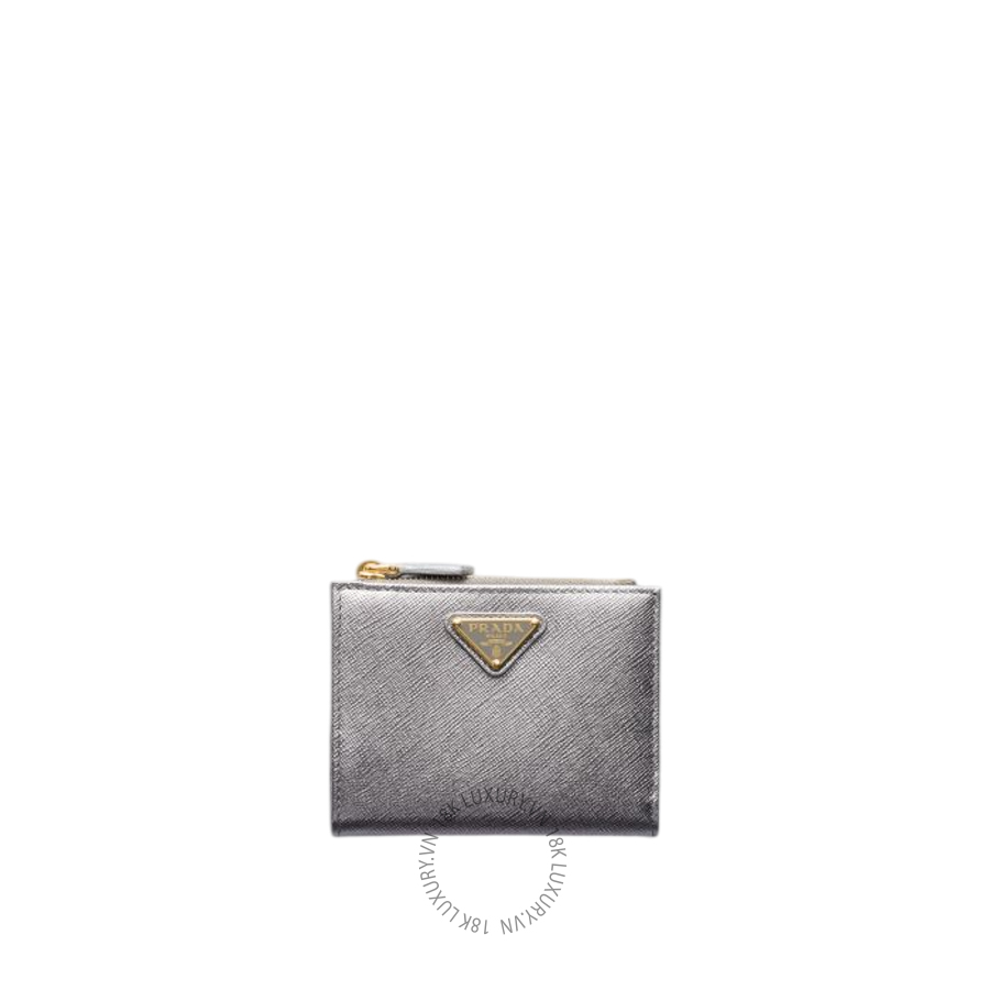 Ví Ngắn Prada Small Saffiano leather wallet in Chrome 1ML050_QHH_F0135 PRV079