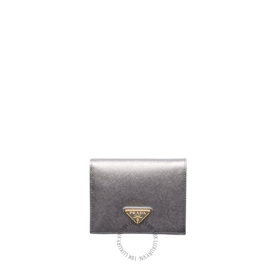 Ví Ngắn Prada Small Saffiano Leather Wallet in Chrome 1MV204_QHH_F0135 PRV078