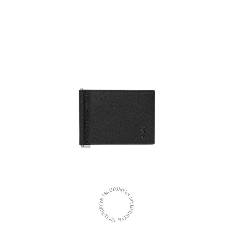 Ví ngắn YSL CASSANDRE SHADOW SAINT LAURENT BILL CLIP WALLET IN GRAINED LEATHER 691633DTI0E1000 VKI093