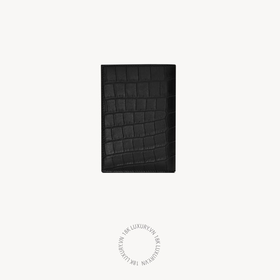 Ví ngắn YSL TINY CASSANDRE credit card wallet in CROCODILE-EMBOSSED matte leather 847958DZEDW1000 VKI042