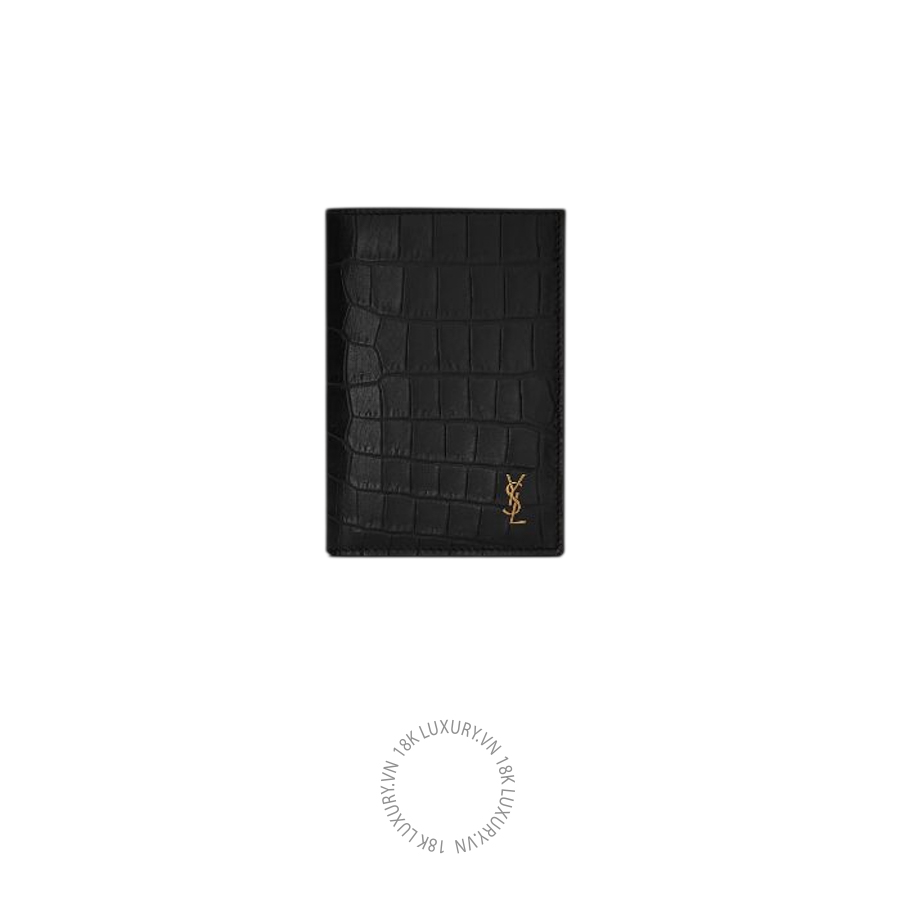 Ví ngắn YSL TINY CASSANDRE credit card wallet in CROCODILE-EMBOSSED matte leather 847958DZEDW1000 VKI042