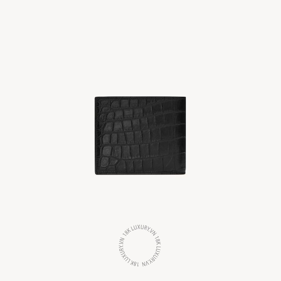 Ví ngắn YSL TINY CASSANDRE East/West wallet in CROCODILE-EMBOSSED matte leather 847954DZEDW1000 VKI104