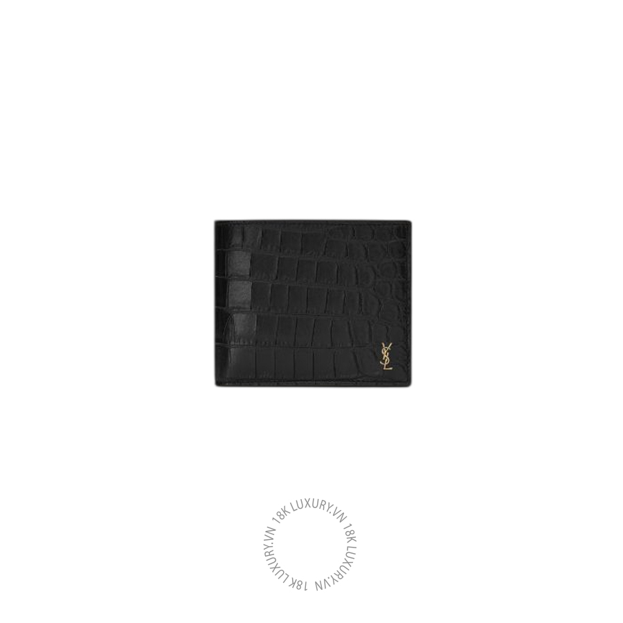 Ví ngắn YSL TINY CASSANDRE East/West wallet in CROCODILE-EMBOSSED matte leather 847954DZEDW1000 VKI104