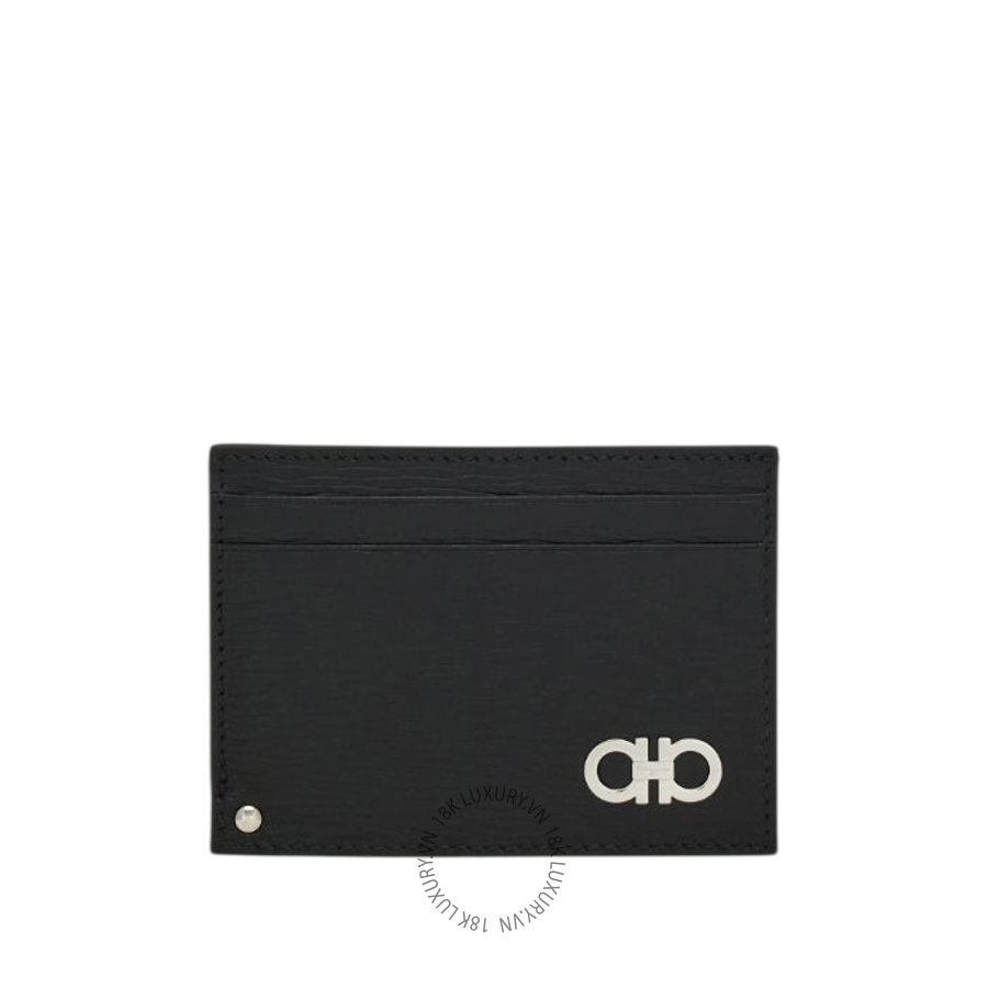 Ví Salvatore Ferragamo Gancini card holder with pull-out ID window black/ferragamo red 66A061685914 GCNN035