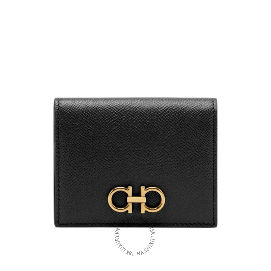 Ví Salvatore Ferragamo Gancini compact wallet black 22D780726512 WBLP017