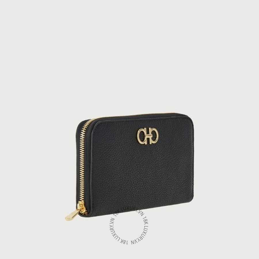 Ví Salvatore Ferragamo Gancini continental wallet black 220405758661 WBLP027