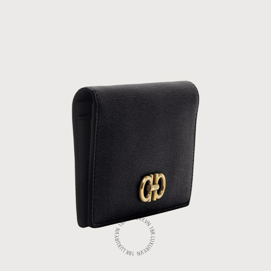 Ví Salvatore Ferragamo Gancini continental wallet black 22D779726510 WBLP008