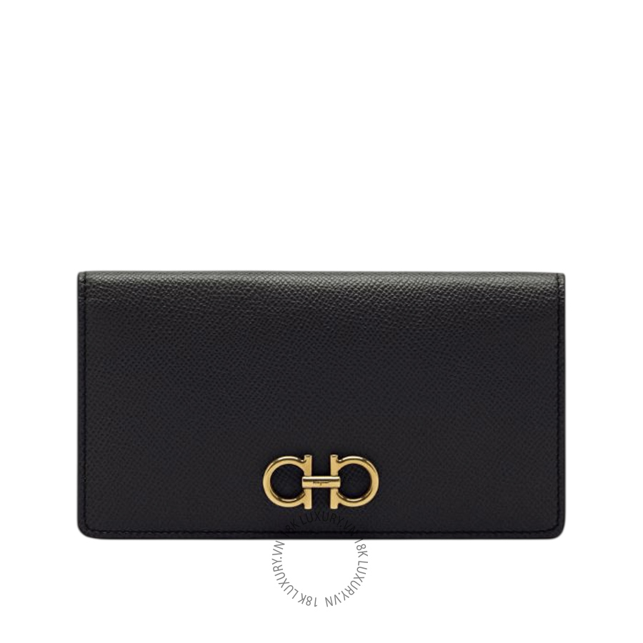Ví Salvatore Ferragamo Gancini continental wallet black 22D779726510 WBLP008