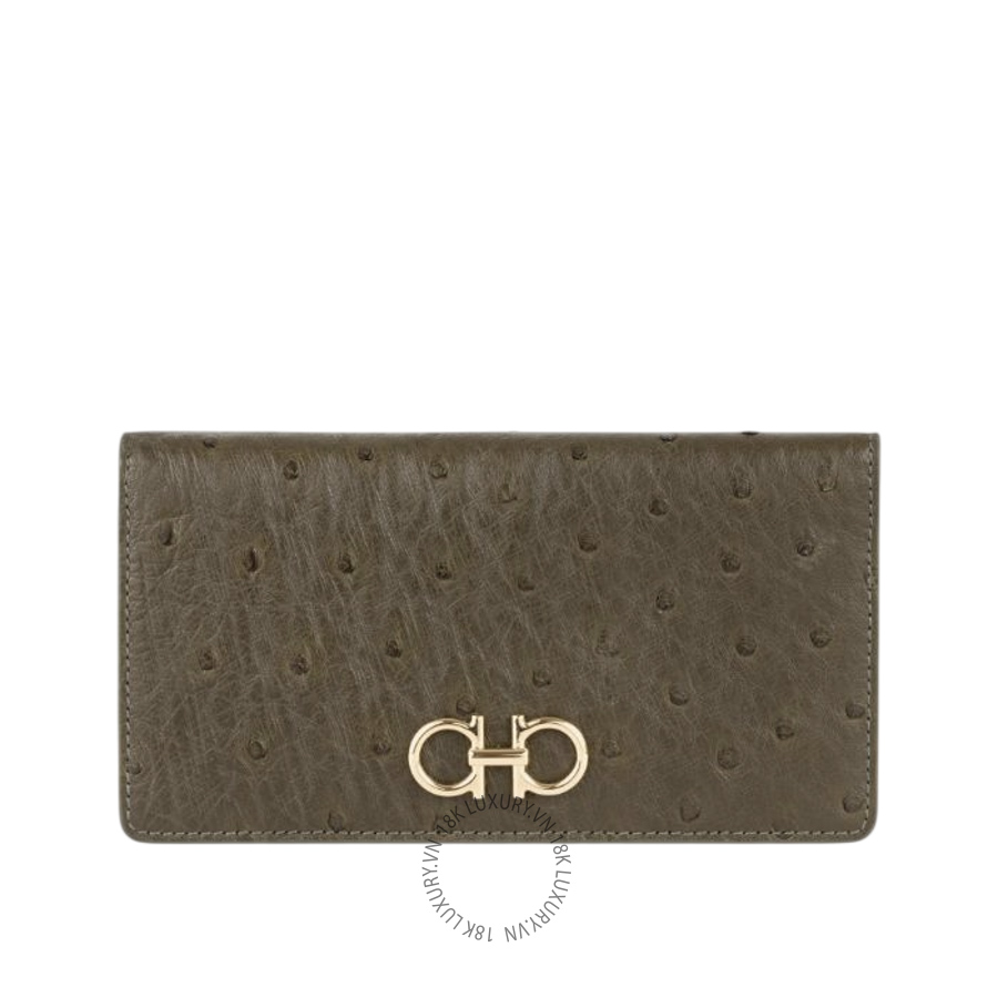 Ví Salvatore Ferragamo Gancini Continental wallet olive green 220345796788 WBLP005
