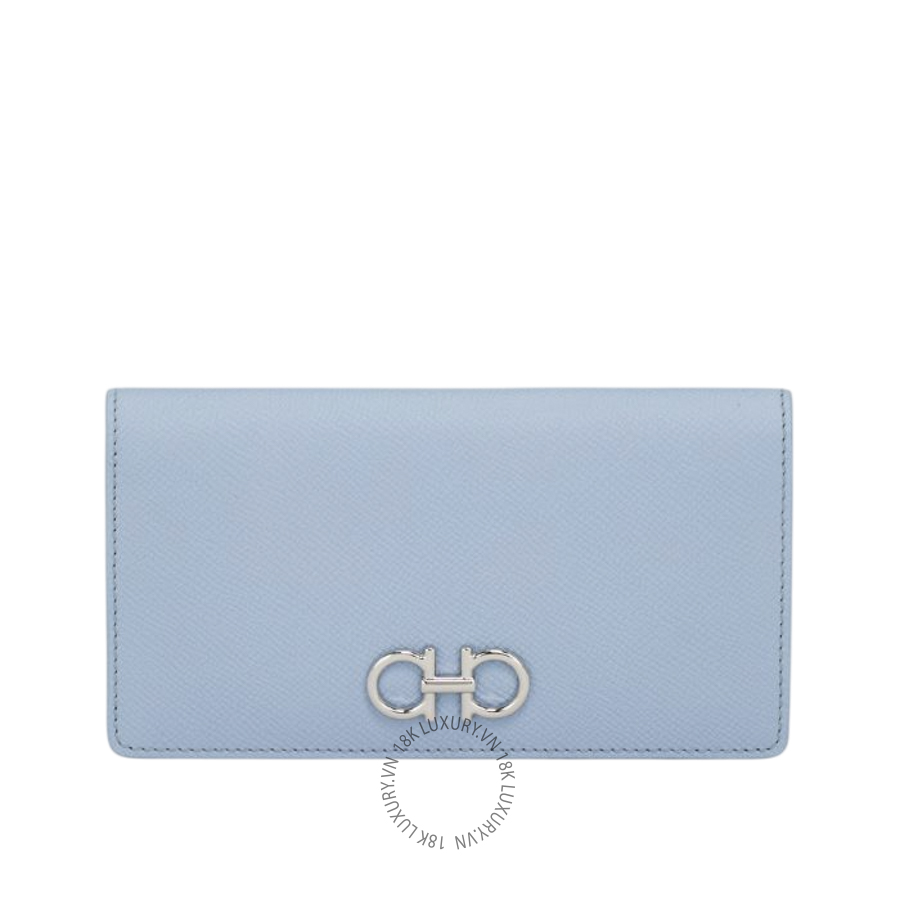 Ví Salvatore Ferragamo Gancini continental wallet washed denim 22D779789852 WBLP010