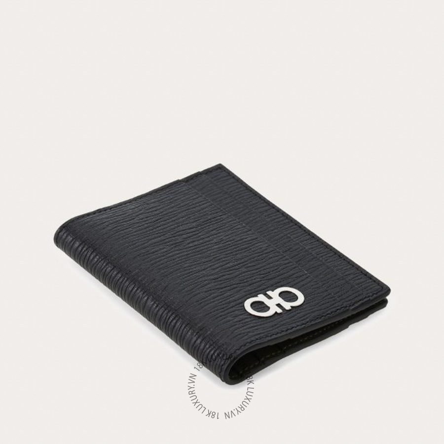 Ví Salvatore Ferragamo Gancini credit card holder black/olive green 660371797549 GCNN001