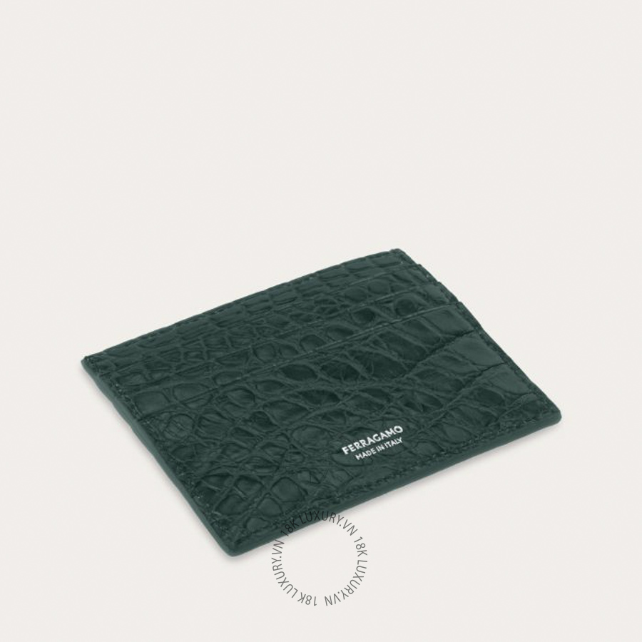 Ví Salvatore Ferragamo Gancini credit card holder moss green 661478787164 GCNN021