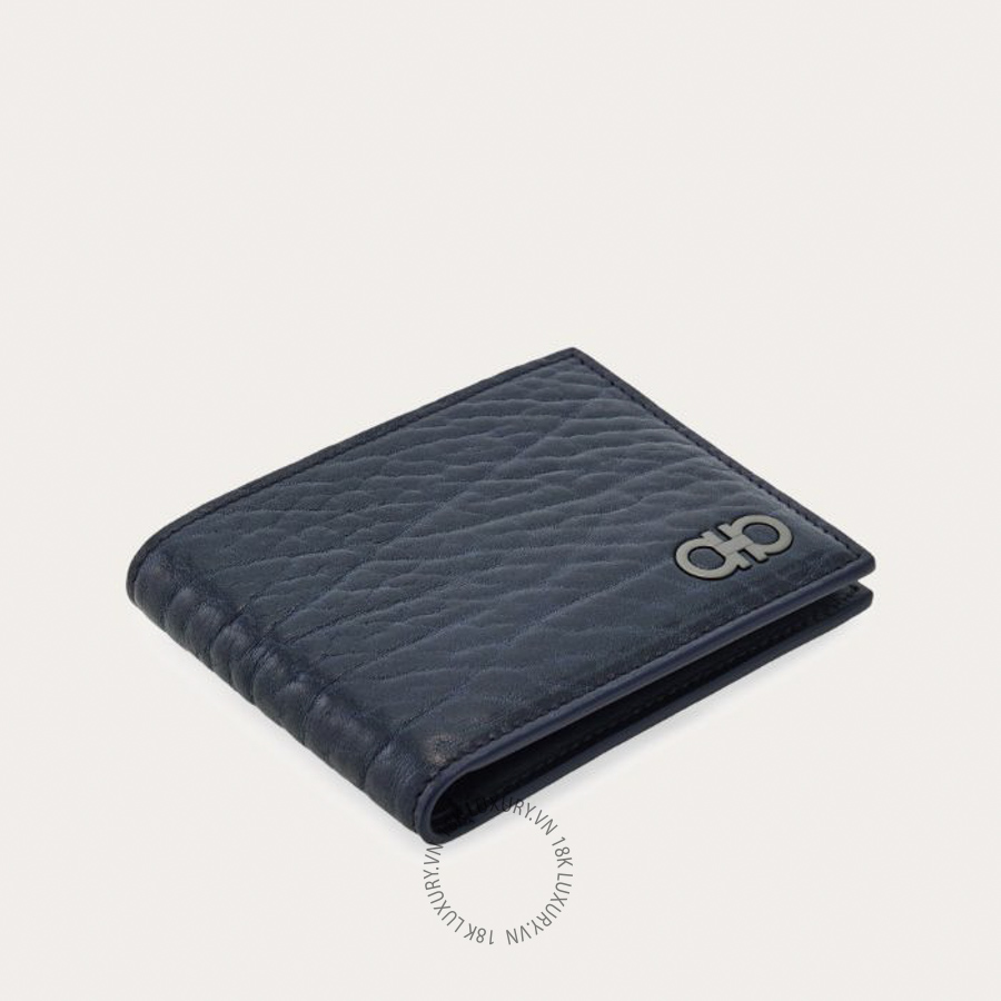 Ví Salvatore Ferragamo Gancini Wallet Dark Navy Blue/Graphite 661747795784 ENME008