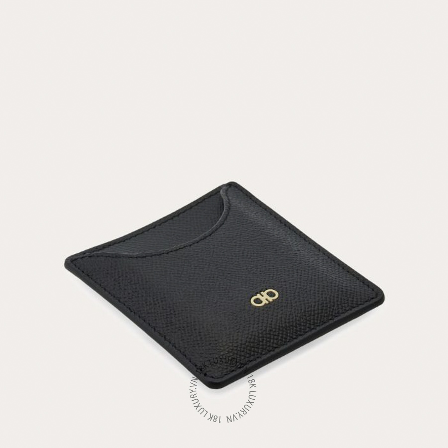 Ví Salvatore Ferragamo Micro Gancini business card holder black 661862796556 GCNN043