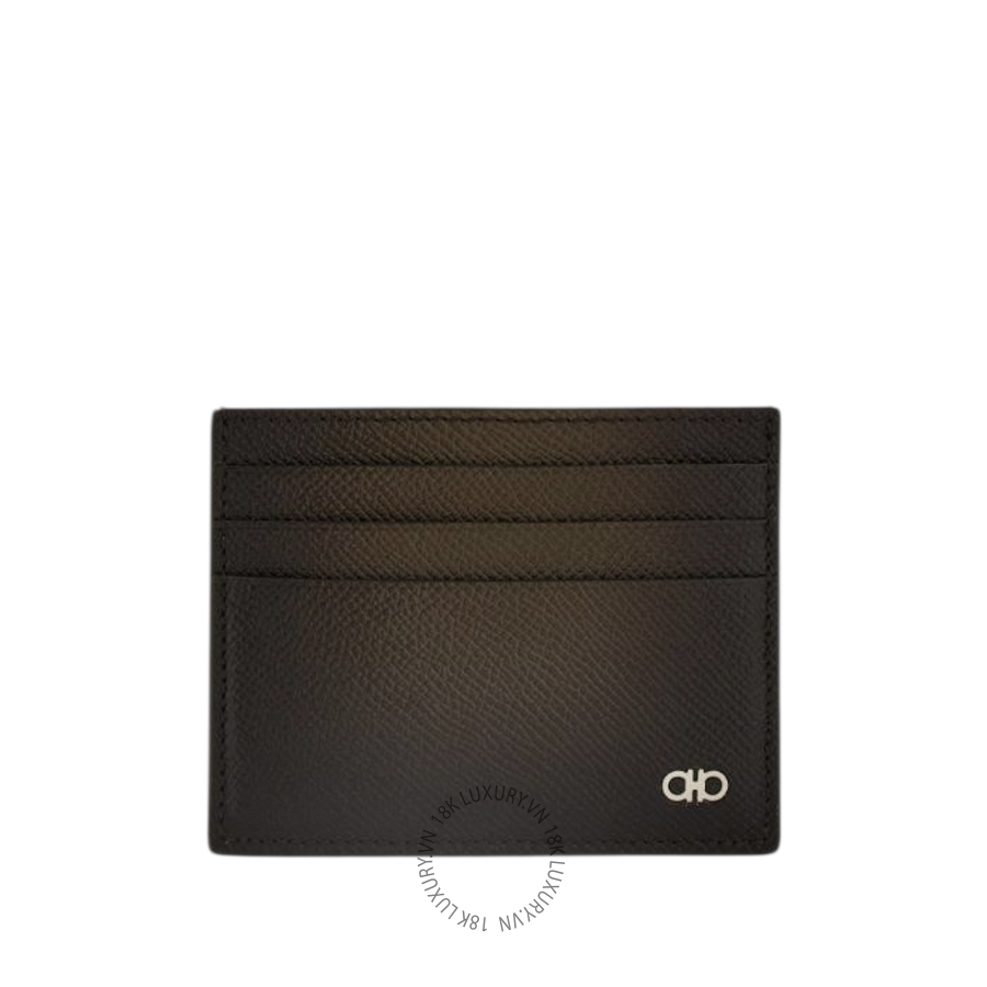 Ví Salvatore Ferragamo Micro Gancini credit card holder olive green/testa di moro 661478795704 GCNN028